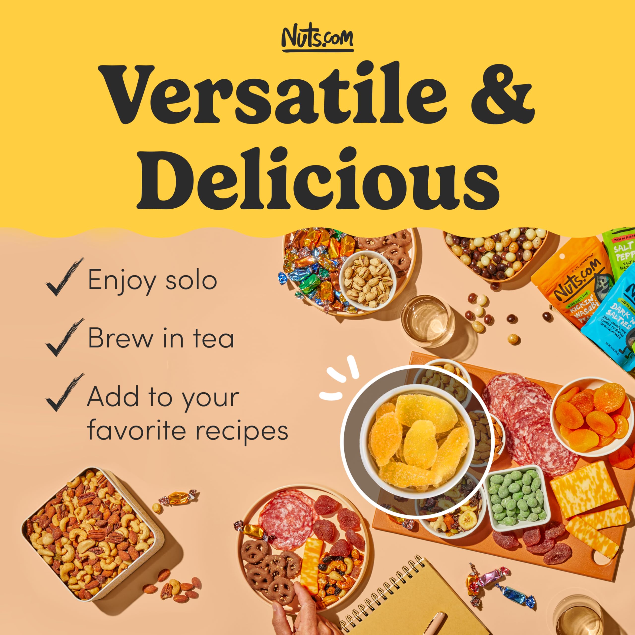 Nutscom crystallized ginger snack bag ideal for travel and snacks.
