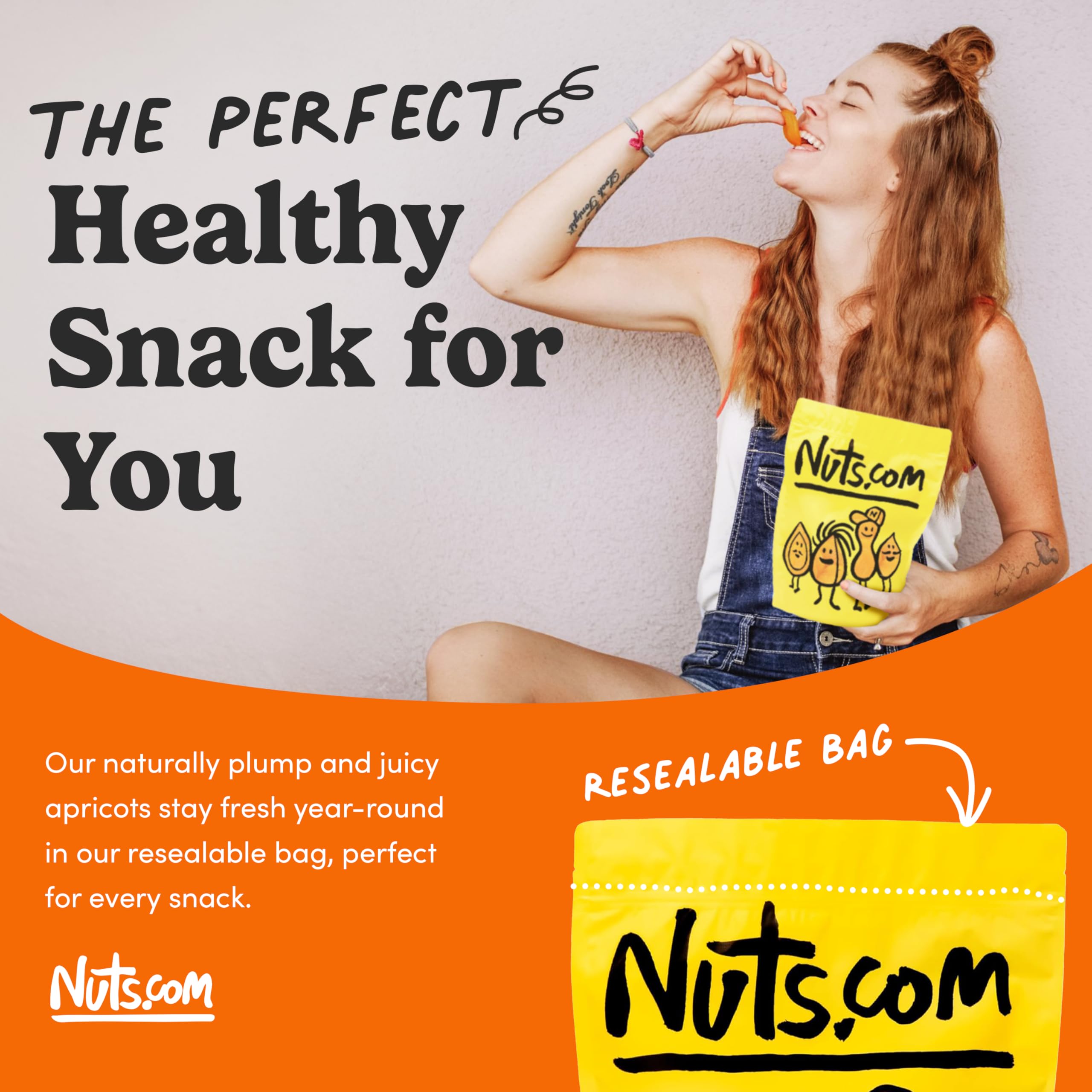Nuts.com dried apricots Turkish packet shows premium quality and fresh taste promise.