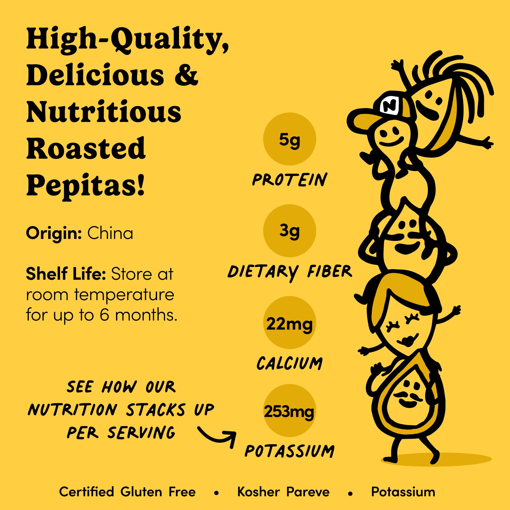 Nuts.com no-shell pepitas in bowl, convenient snack for kids and adults.