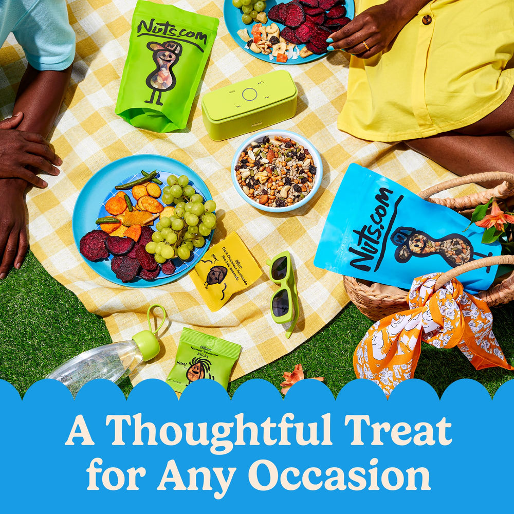 Nuts.com snack box with individually packaged servings for easy sharing