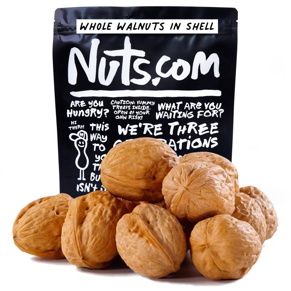 Nuts.com whole walnuts in shell bag showcasing premium snacking option