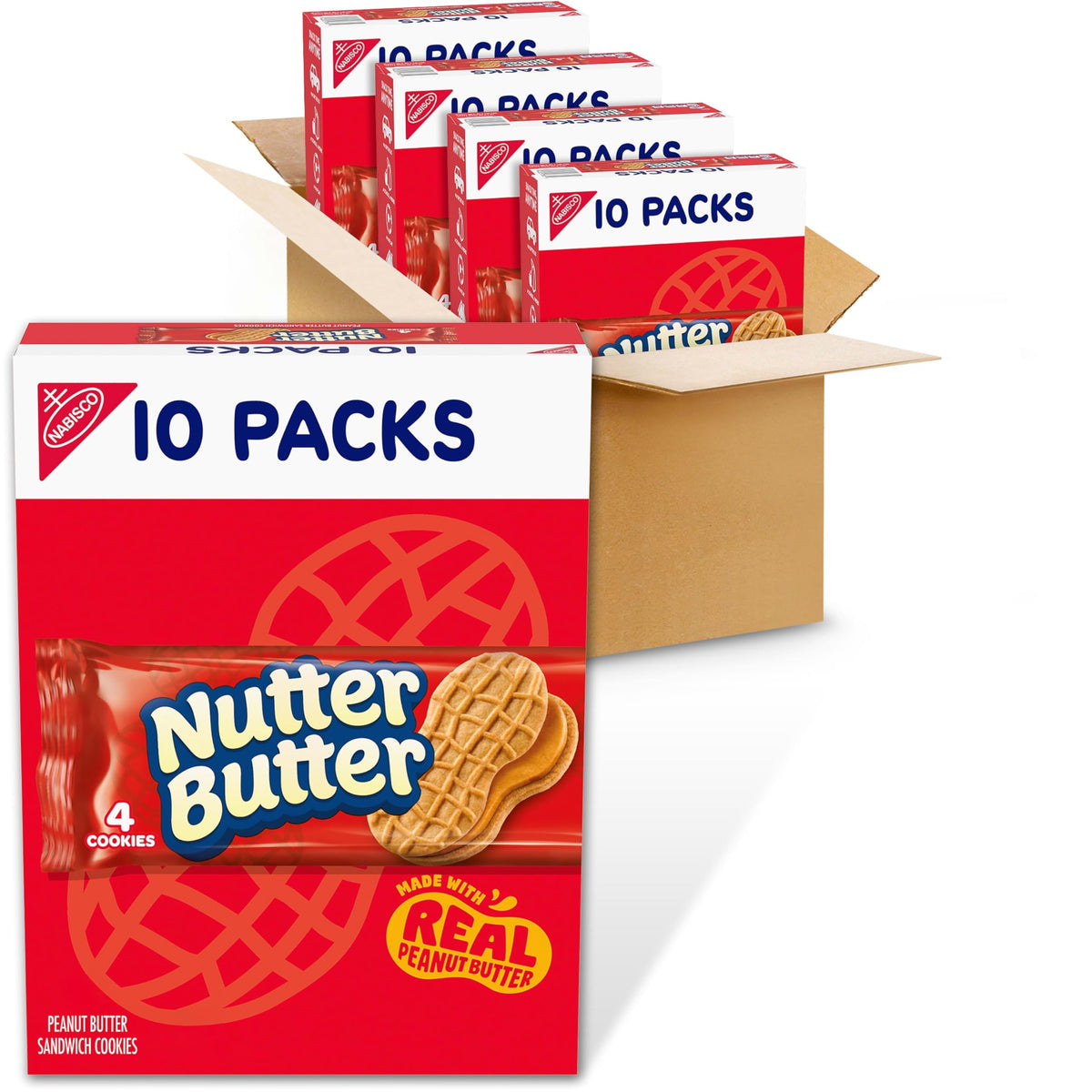 Nutter Butter peanut butter sandwich cookies in four-cookie packs for lunches.