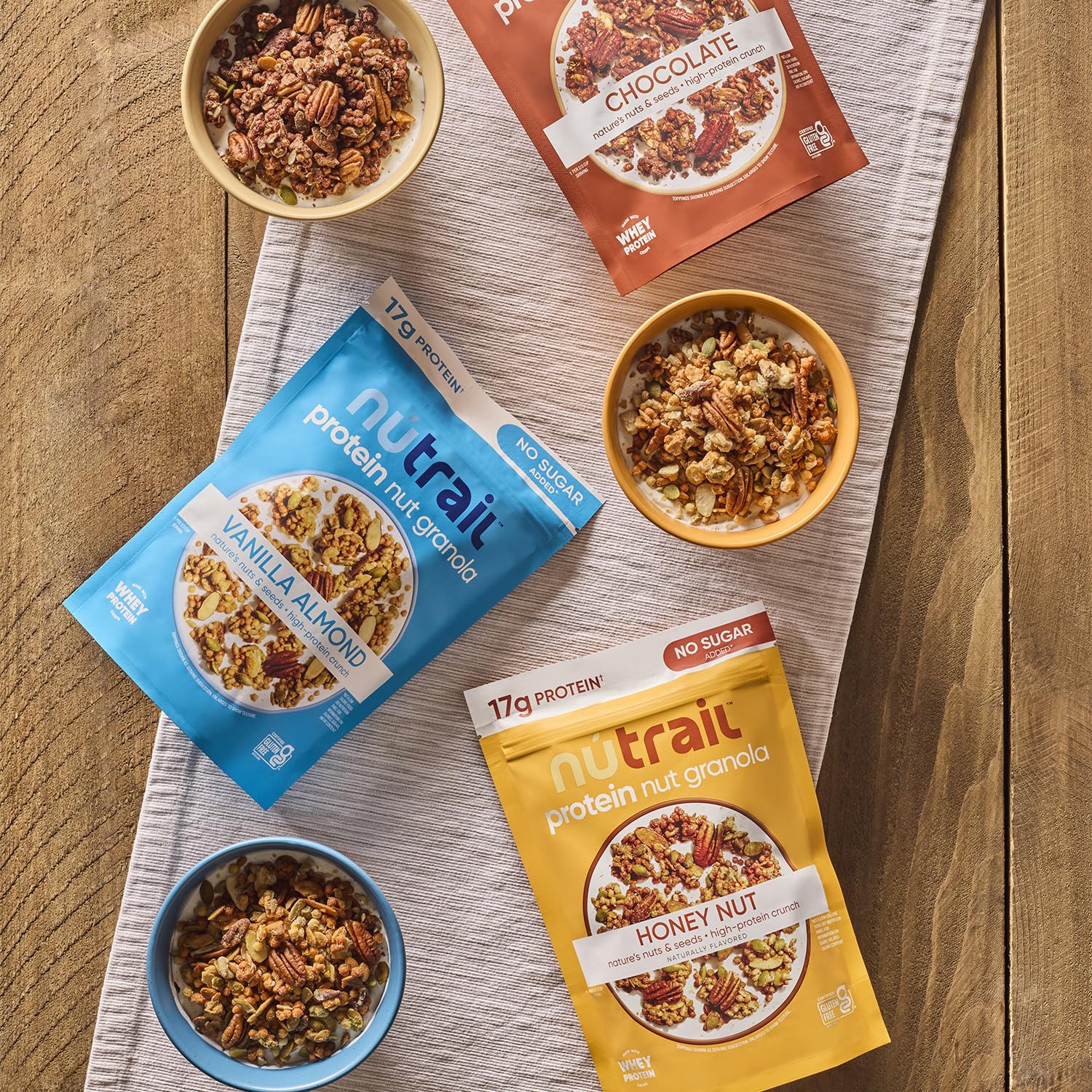 8oz resealable NuTrail bag preserves freshness for home or travel.