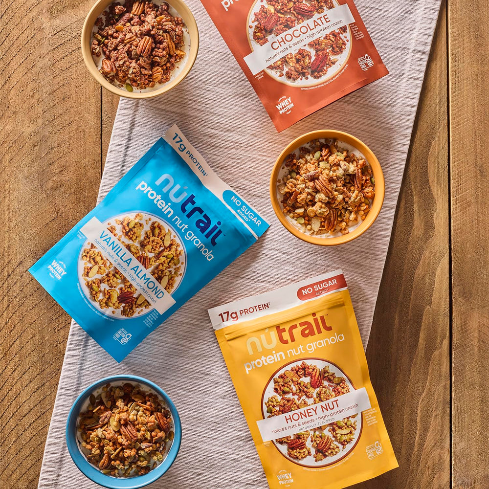 8oz resealable NuTrail bag preserves freshness for home or travel.
