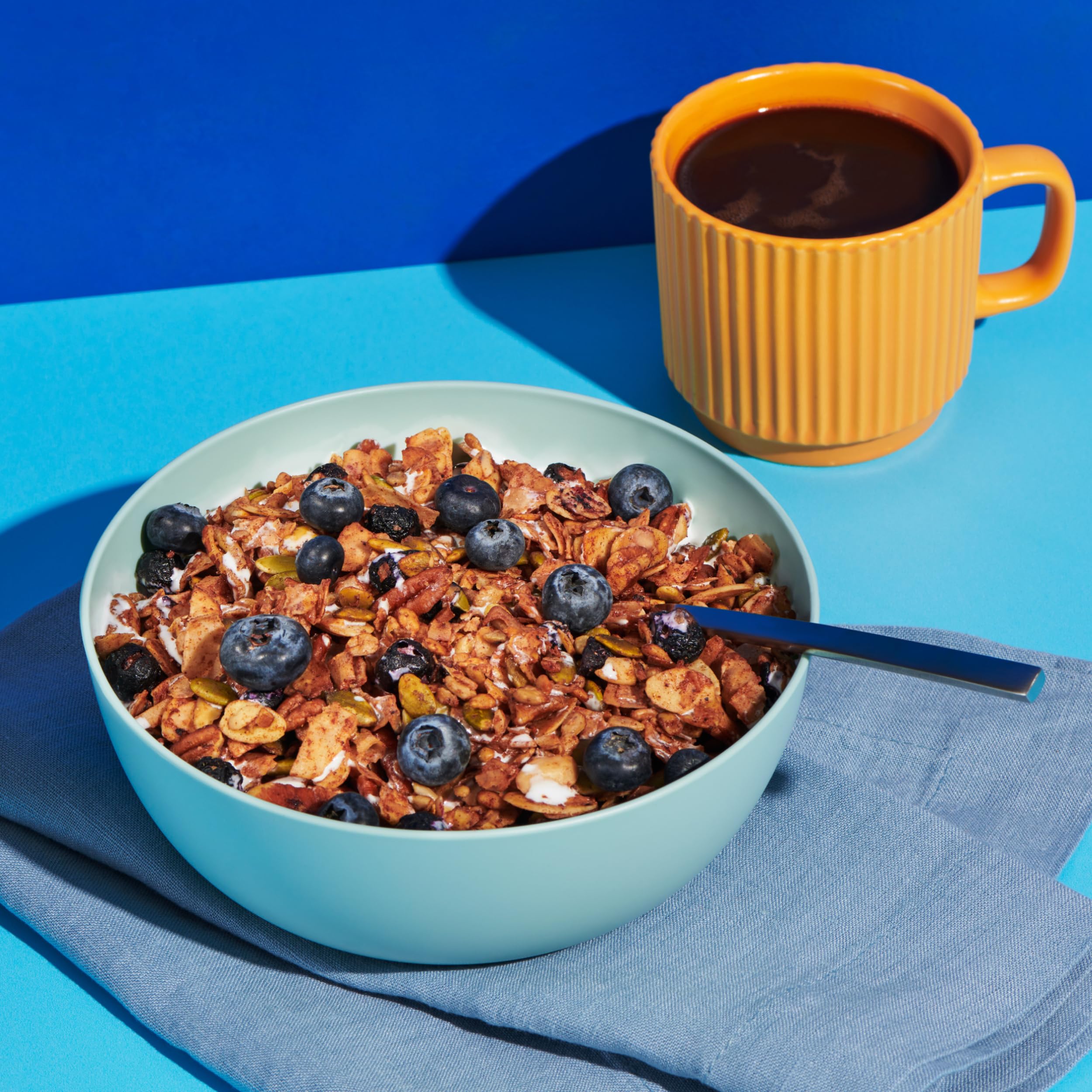 NuTrail Blueberry Cinnamon granola hero shot highlights wholesome, naturally energized start