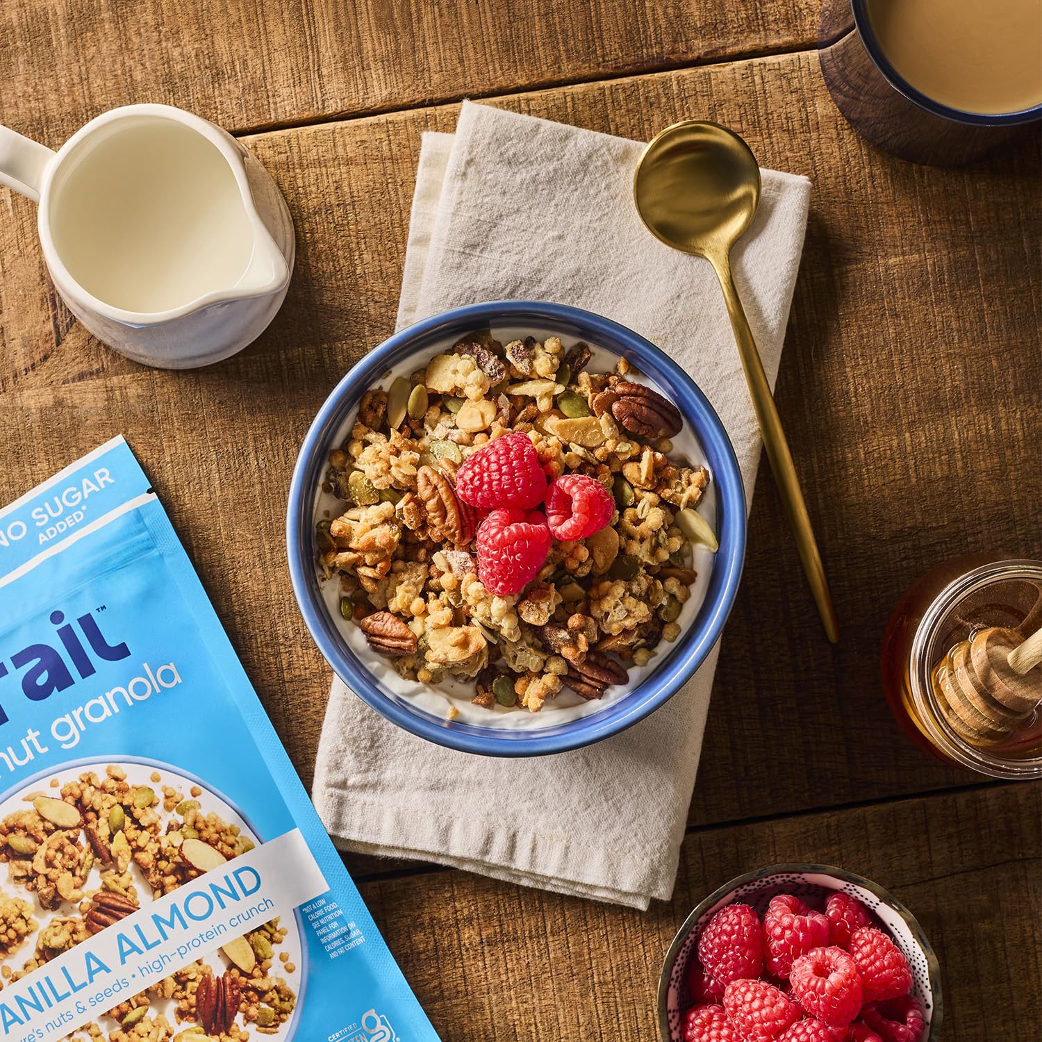 Dessert topping idea with NuTrail granola for a crunchy finish.