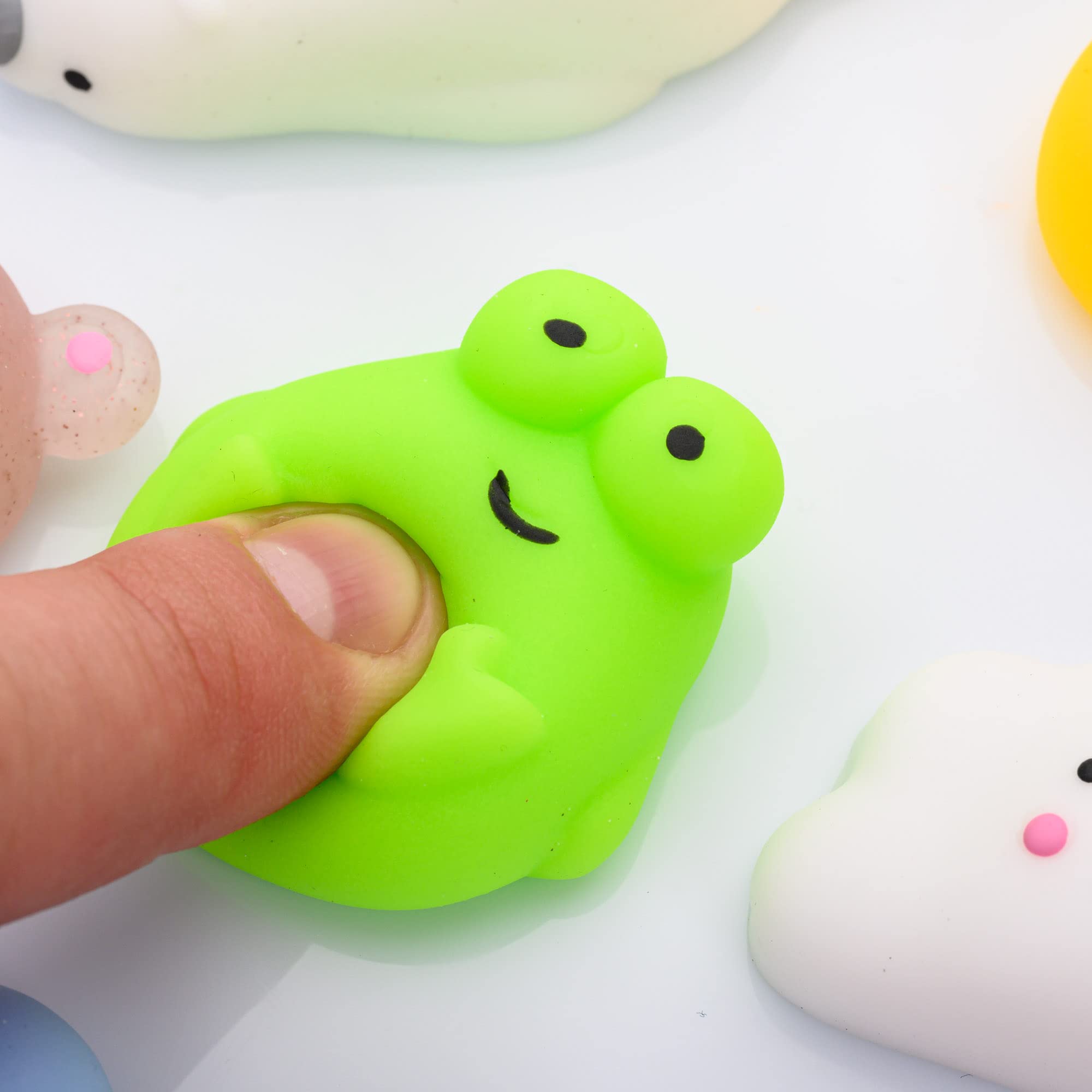Nutty Toys dinosaur and shark squishies close-up for quiet fidgeting.