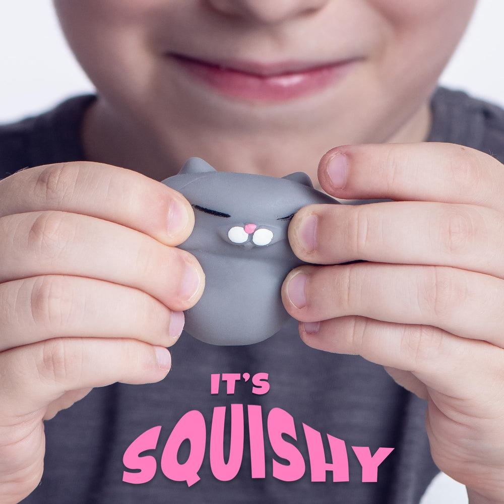 Nutty Toys Squishy Cat Set belly squish action promotes calm and sensory engagement.