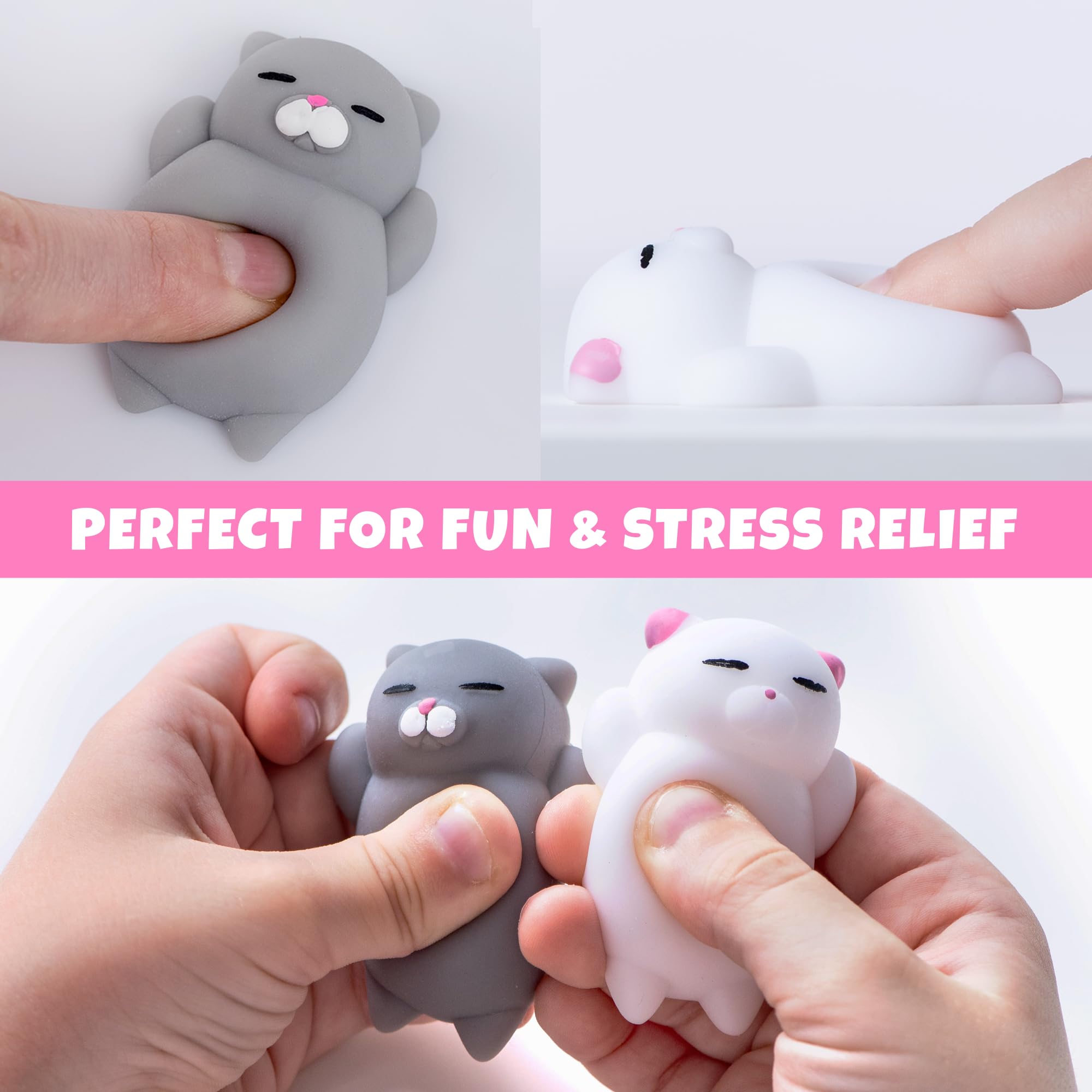 Nutty Toys Squishy Cat Set portable fidget toys ideal for school or office.