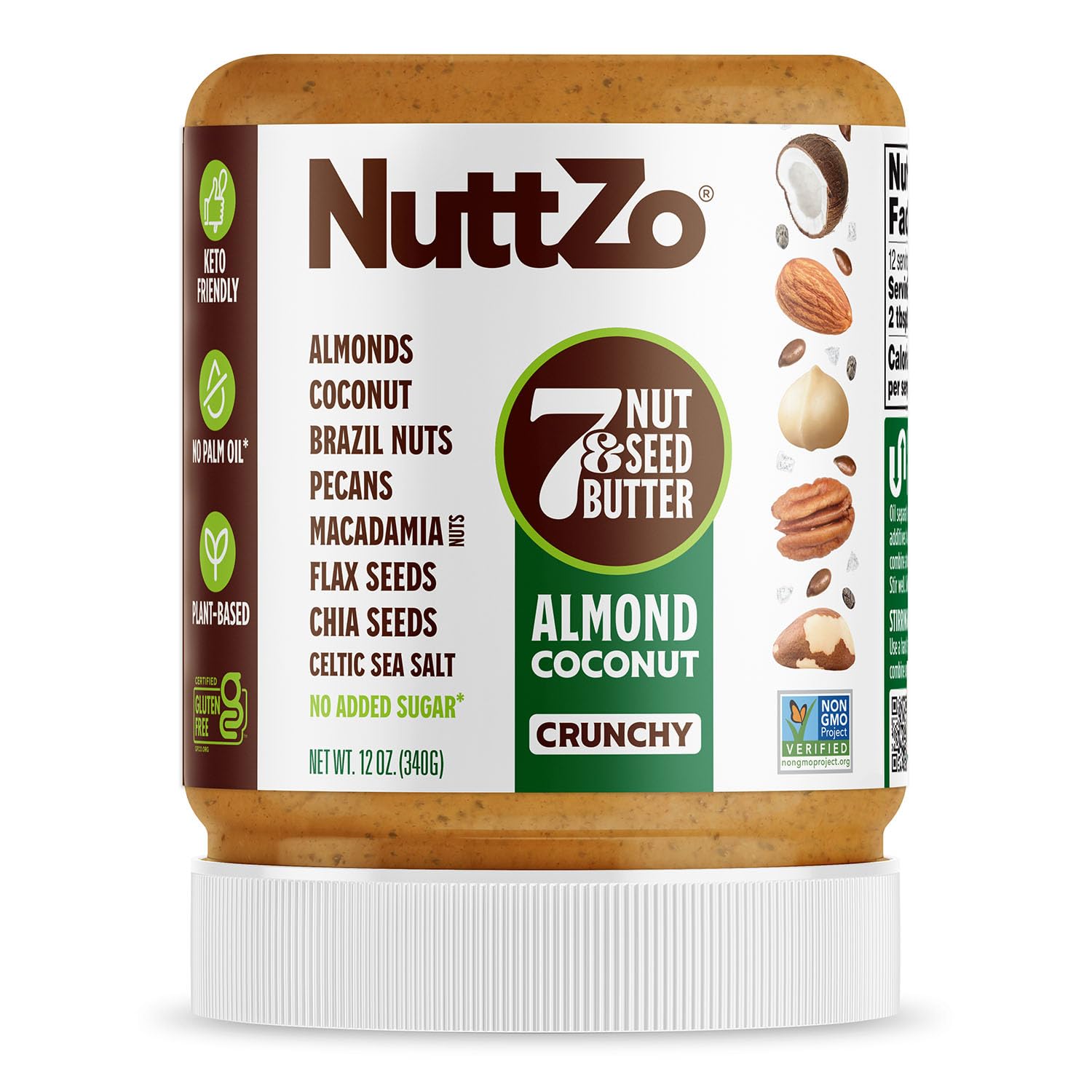 NuttZo Keto almond coconut butter jar full view, a keto pantry staple