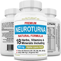 Nuturna Neuroturna bottle front with 600 mg alpha lipoic acid for daily support