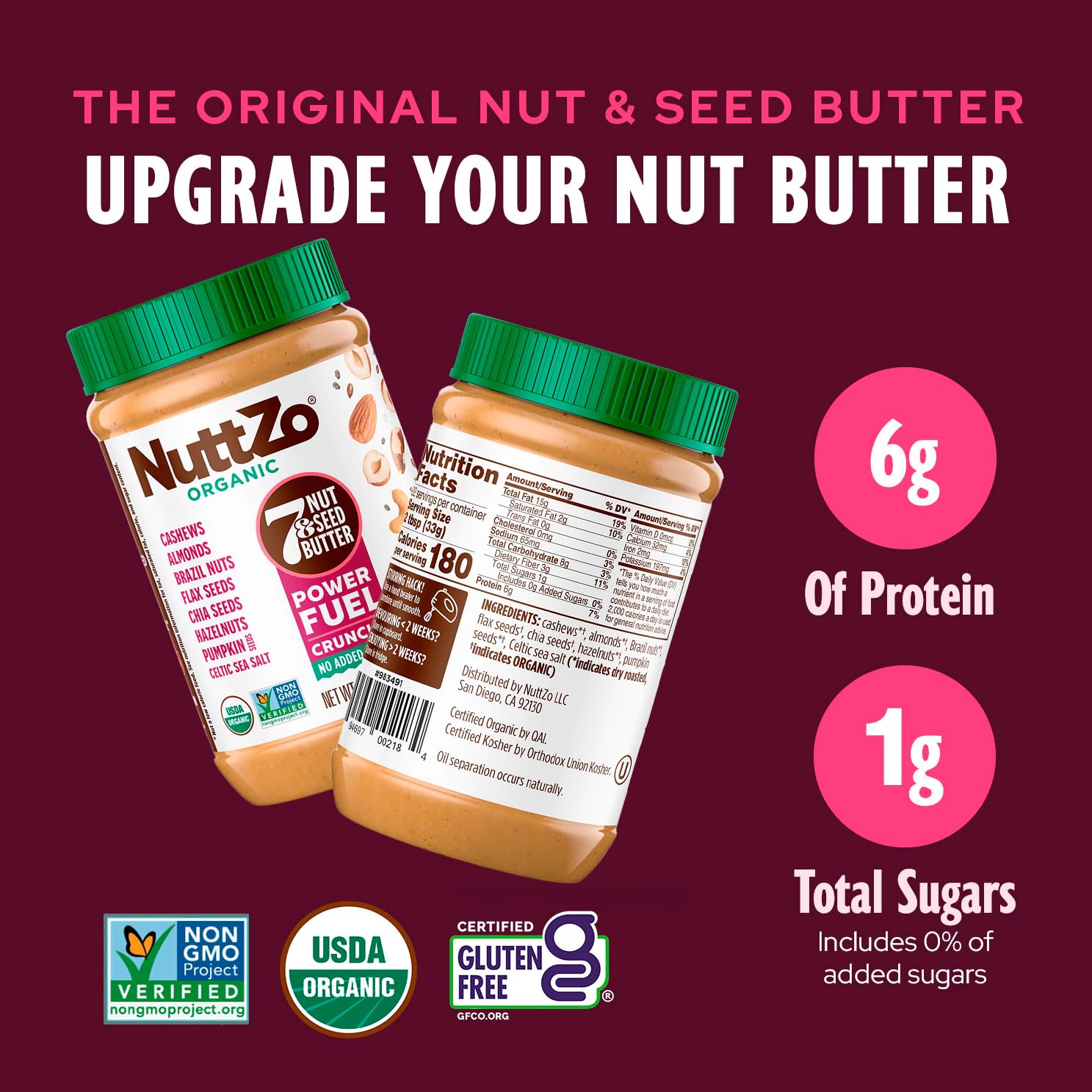 NuttZo Power Fuel smoothie addition, boosts flavor and nutrition.