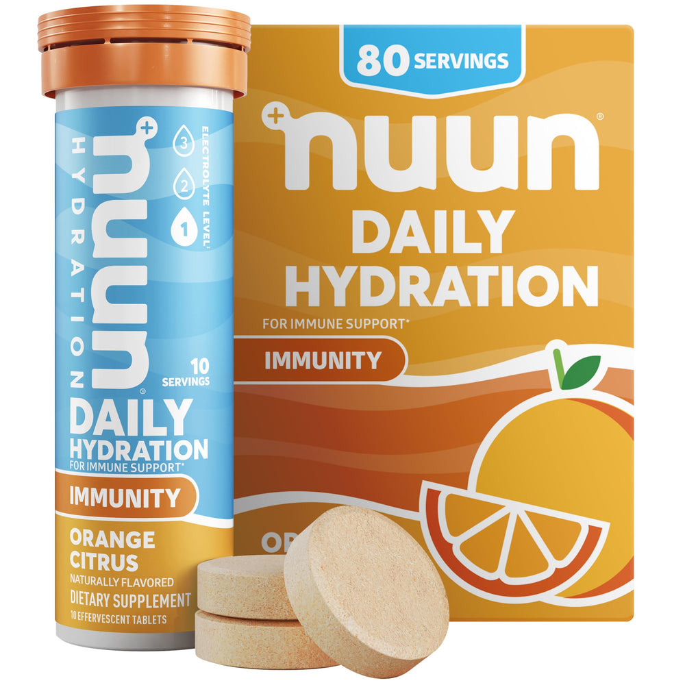 Nuun Citrus Orange Immunity box front, supporting easy on-the-go hydration