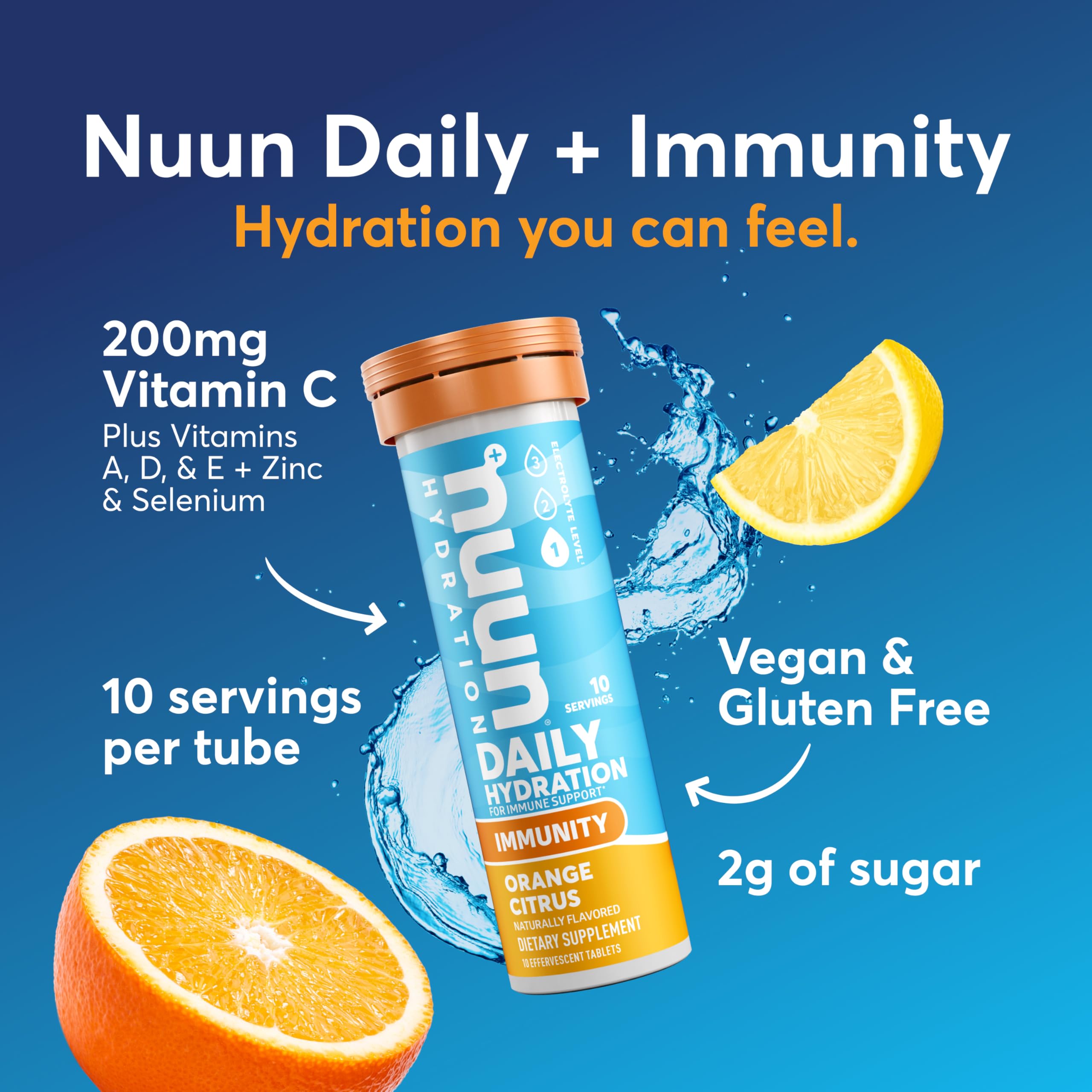 Nuun Immunity tablet dissolving in water for a refreshing vitamin-enhanced drink