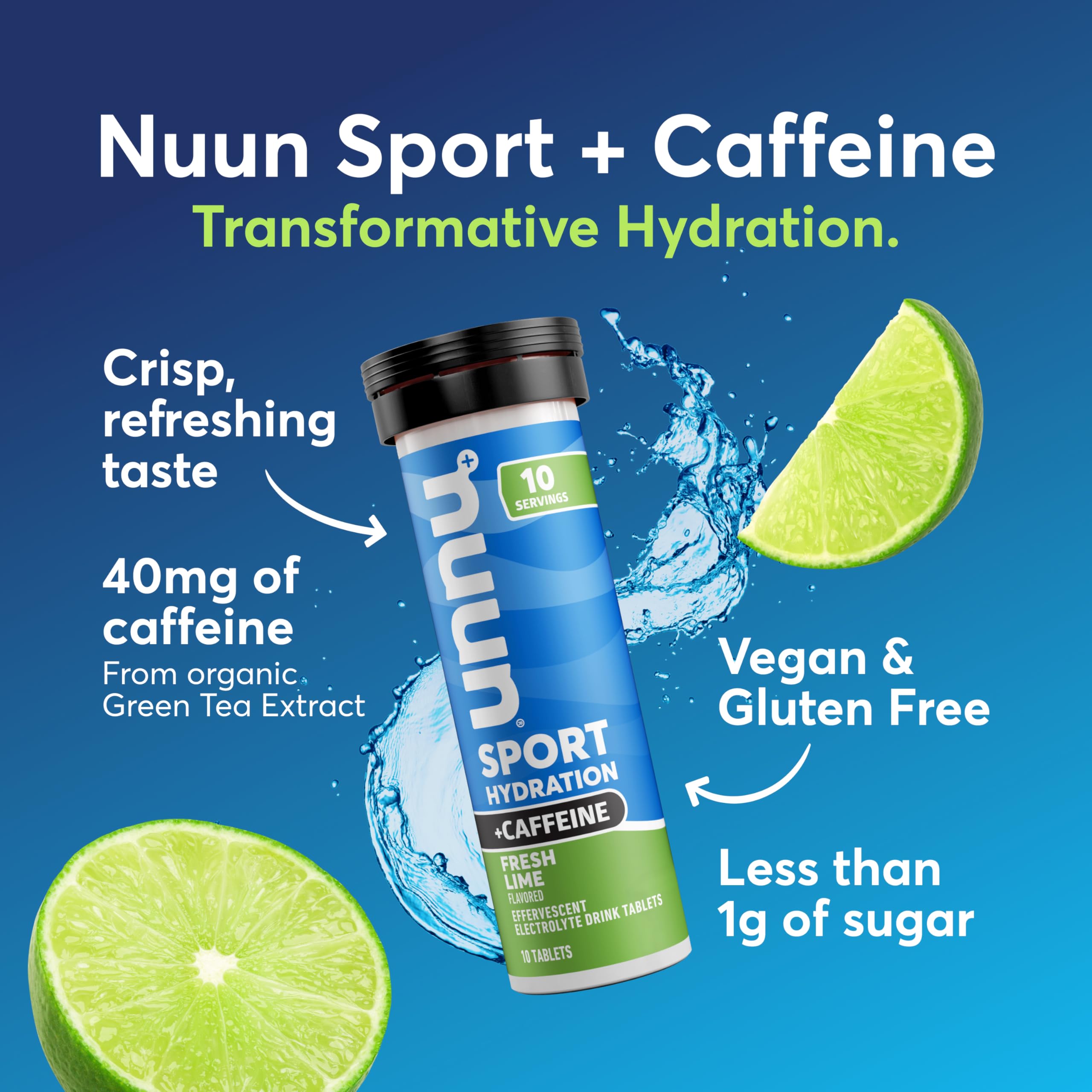 Nuun Sport + Caffeine Lemon Lime tablet for quick electrolyte recovery and focus