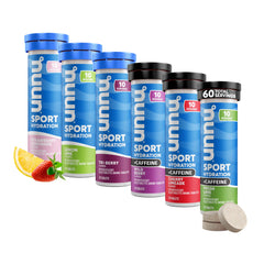 Nuun Sport + Caffeine Strawberry Lemonade tablet dissolving for on-the-go hydration and energy