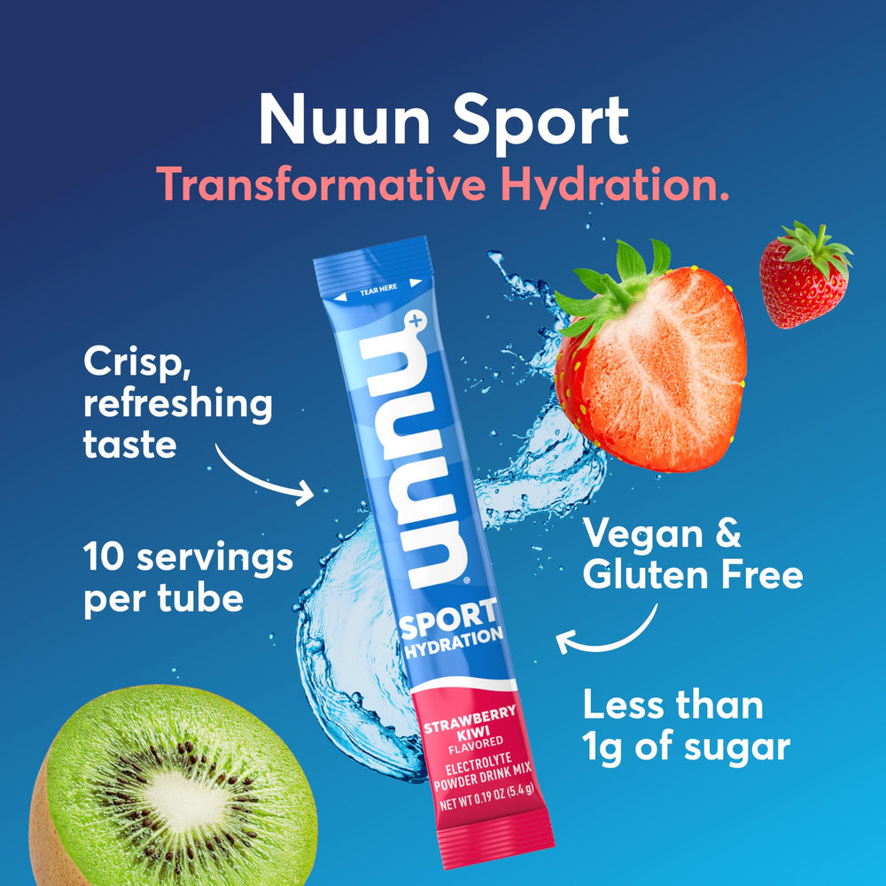 Nuun Sport hydration packet in a gym bag ready to mix in water.