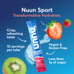 Nuun Sport hydration packet in a gym bag ready to mix in water.
