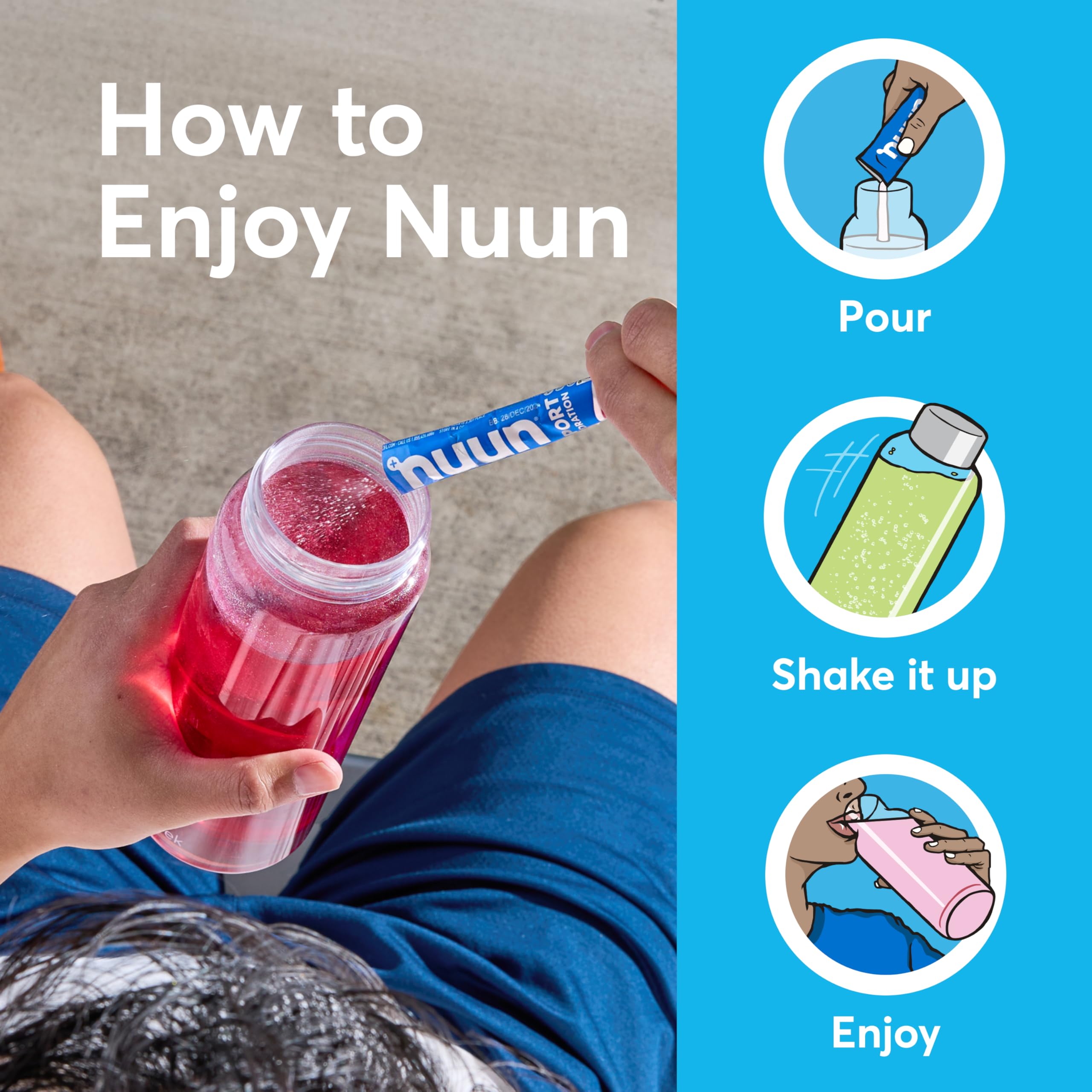 Prepared Nuun Sport Pink Lemonade drink with a refreshing pink hue.