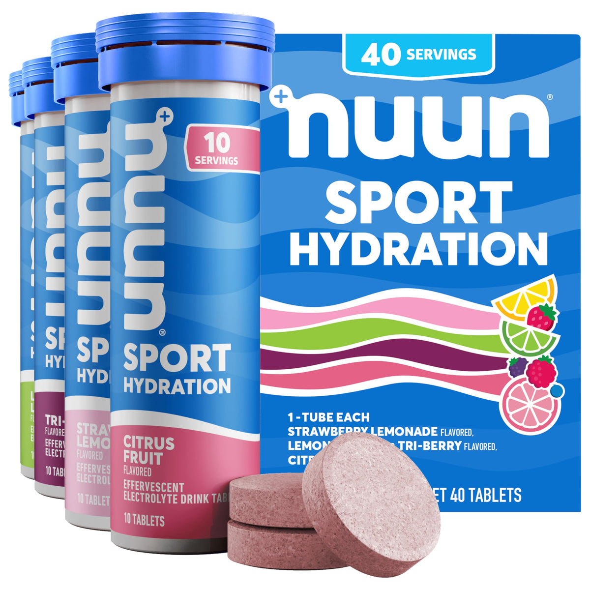 Nuun Sport Strawberry Lemonade tablet dissolving in water for refreshing hydration