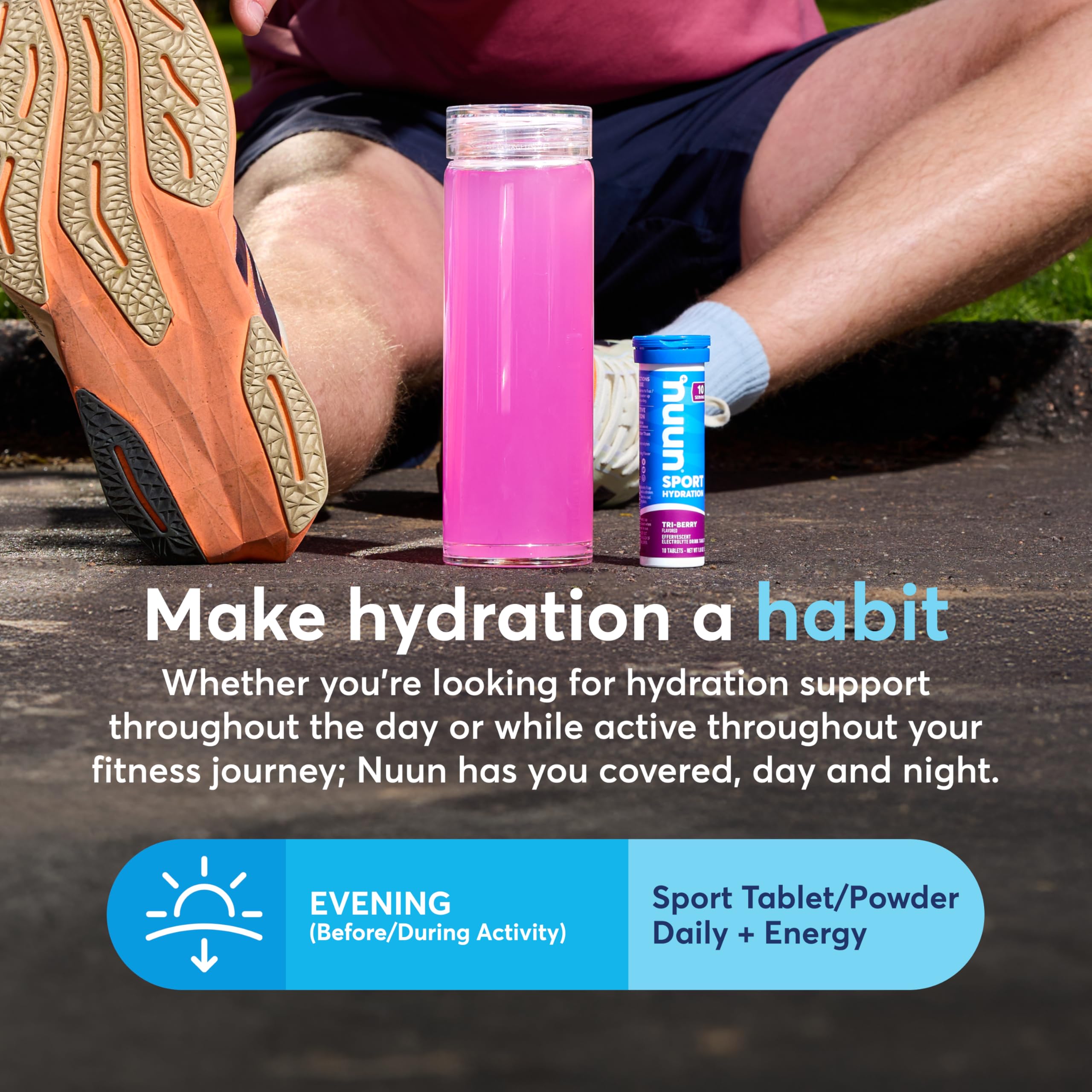 Nuun Tri-Berry tube placed in a gym bag for easy access.