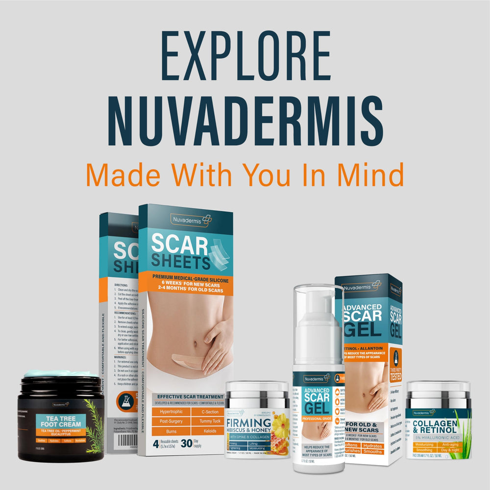 NUVADERMIS Scar Gel texture close-up highlighting non-greasy finish