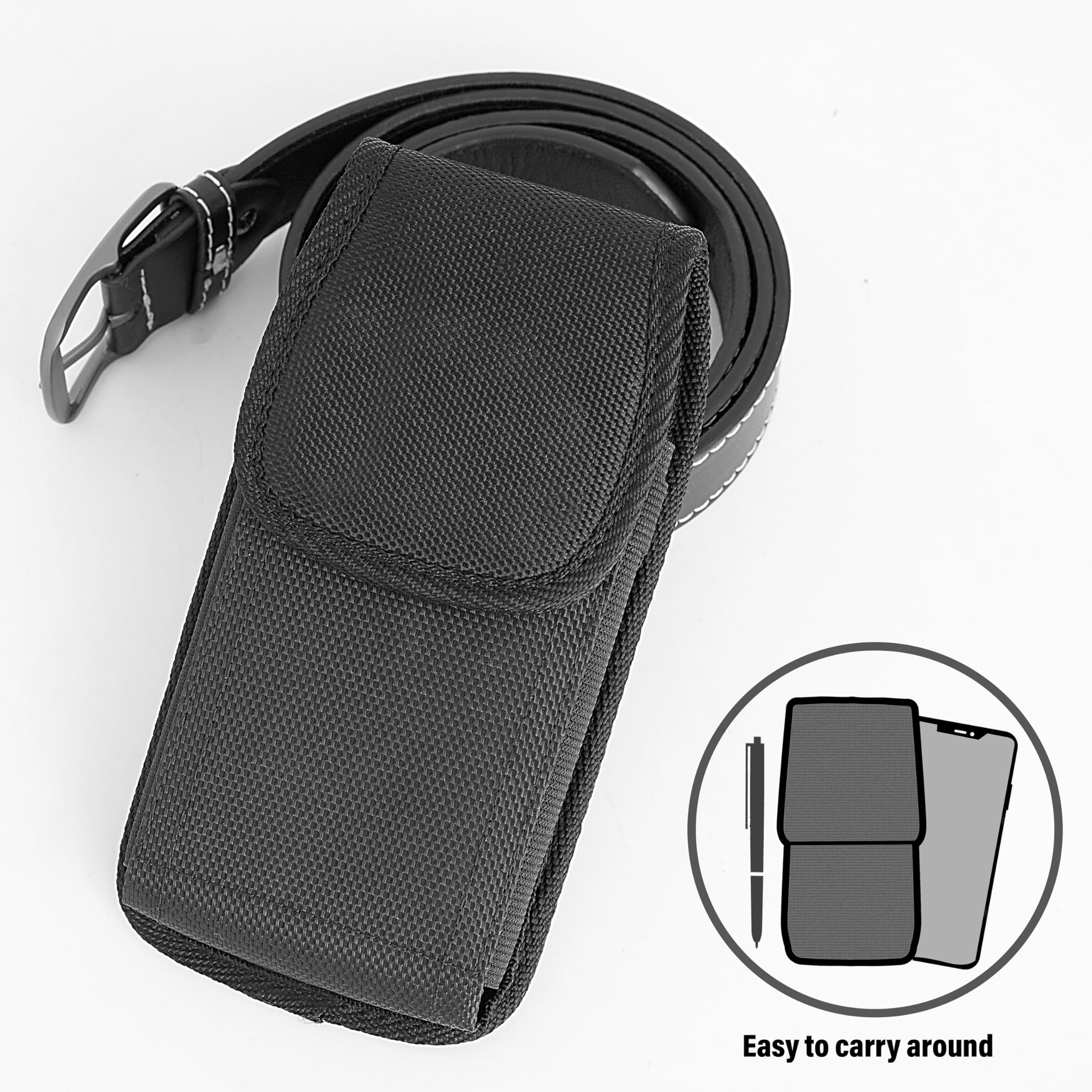 Durable black nylon finish of NUVAVO holster blends with gear