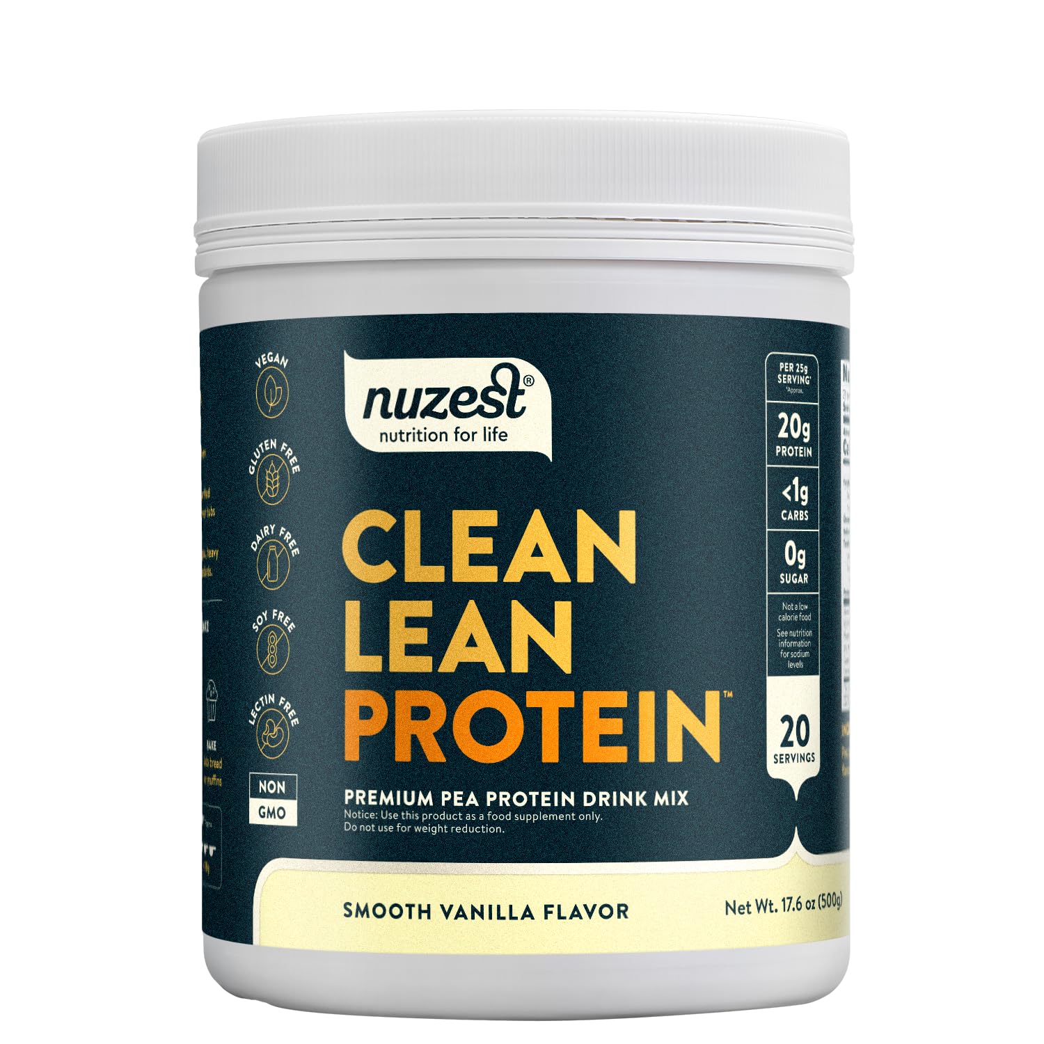 Nuzest pea protein bottle with vanilla flavor for convenient daily shakes