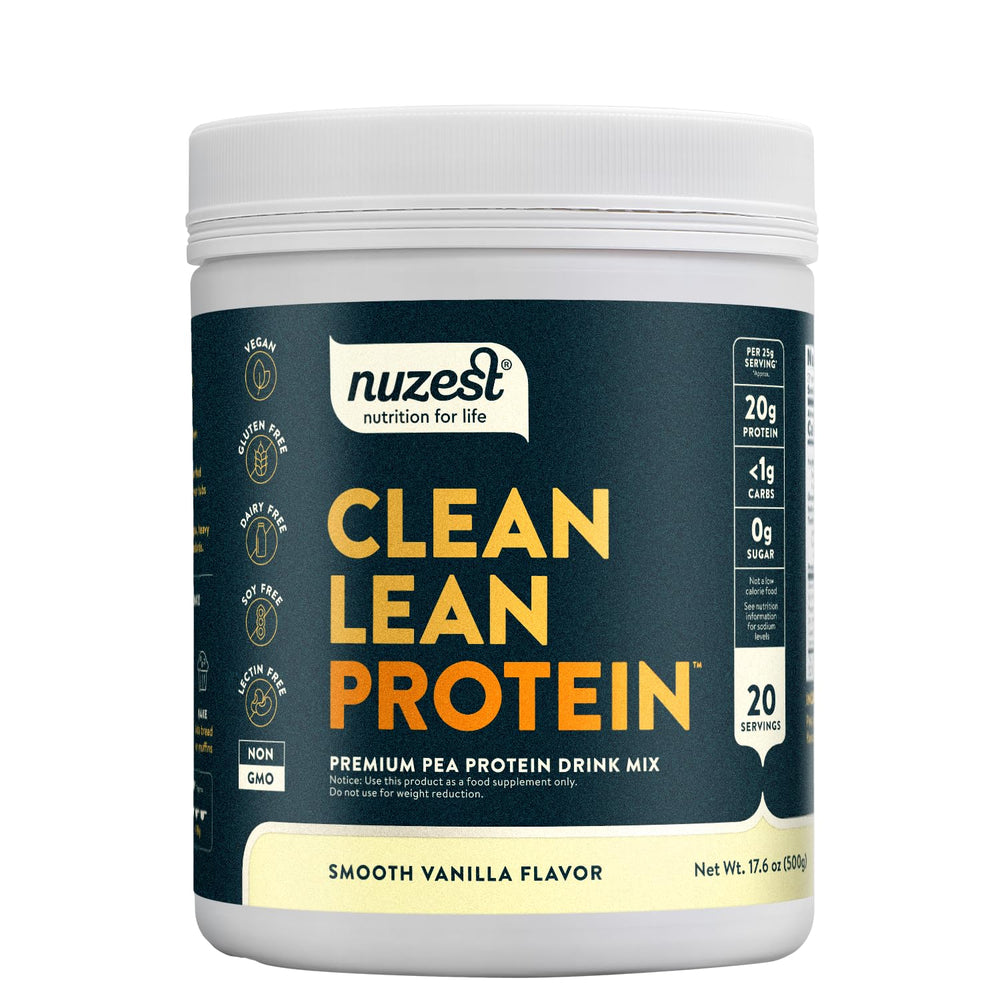 Nuzest pea protein bottle with vanilla flavor for convenient daily shakes