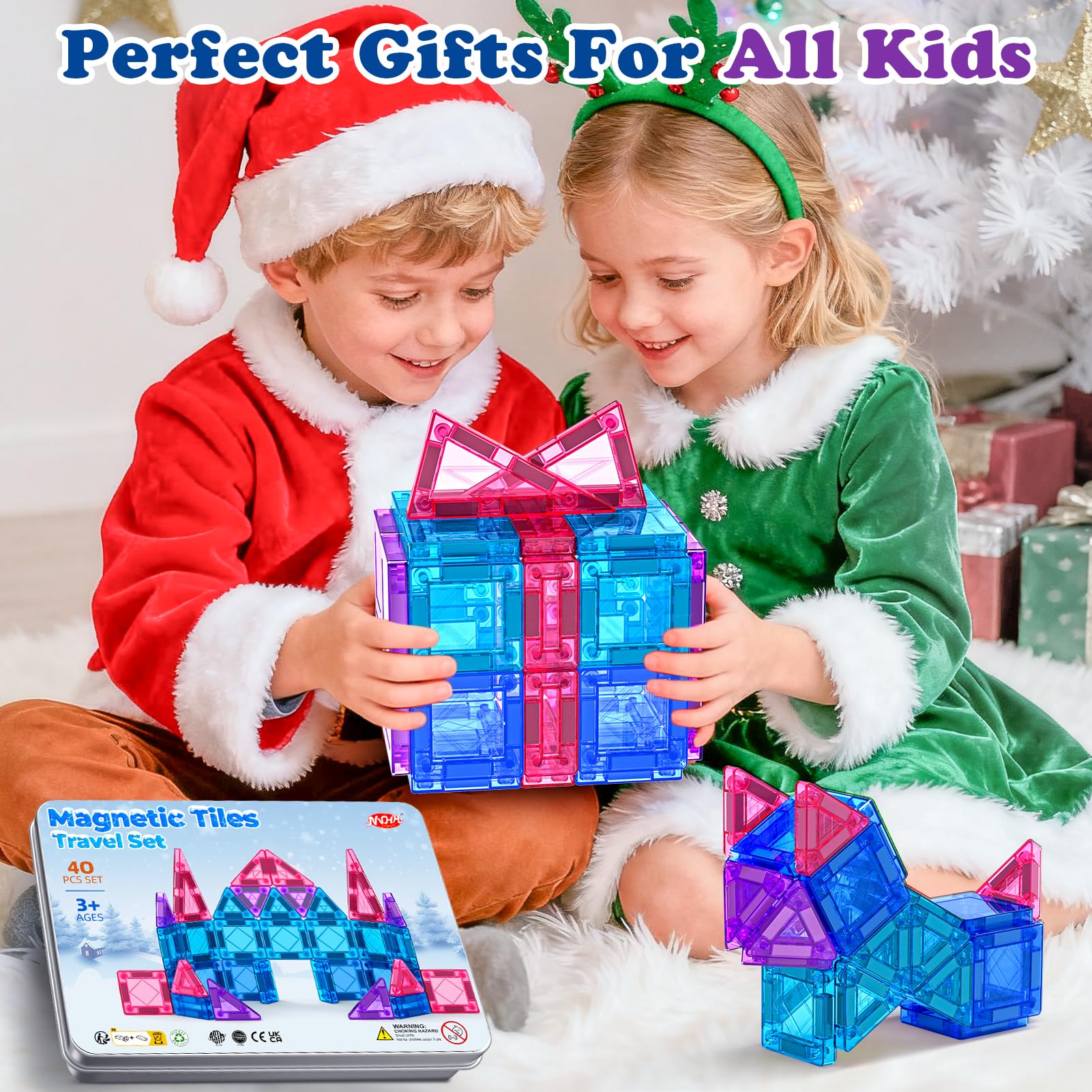 NVHH Mini Magnetic Tiles Travel Set 40PCS—creative building boosts problem-solving on the go.