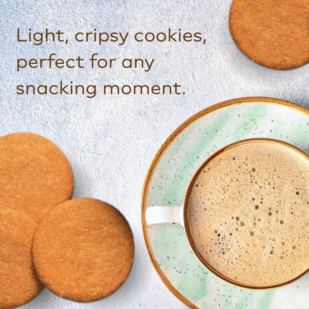 Vegan Nyakers ginger snaps in a tin, showcasing plant-based ingredients.