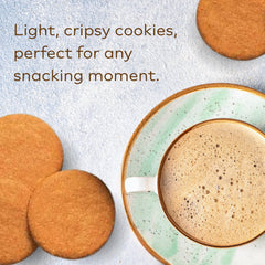 Vegan Nyakers ginger snaps in a tin, showcasing plant-based ingredients.