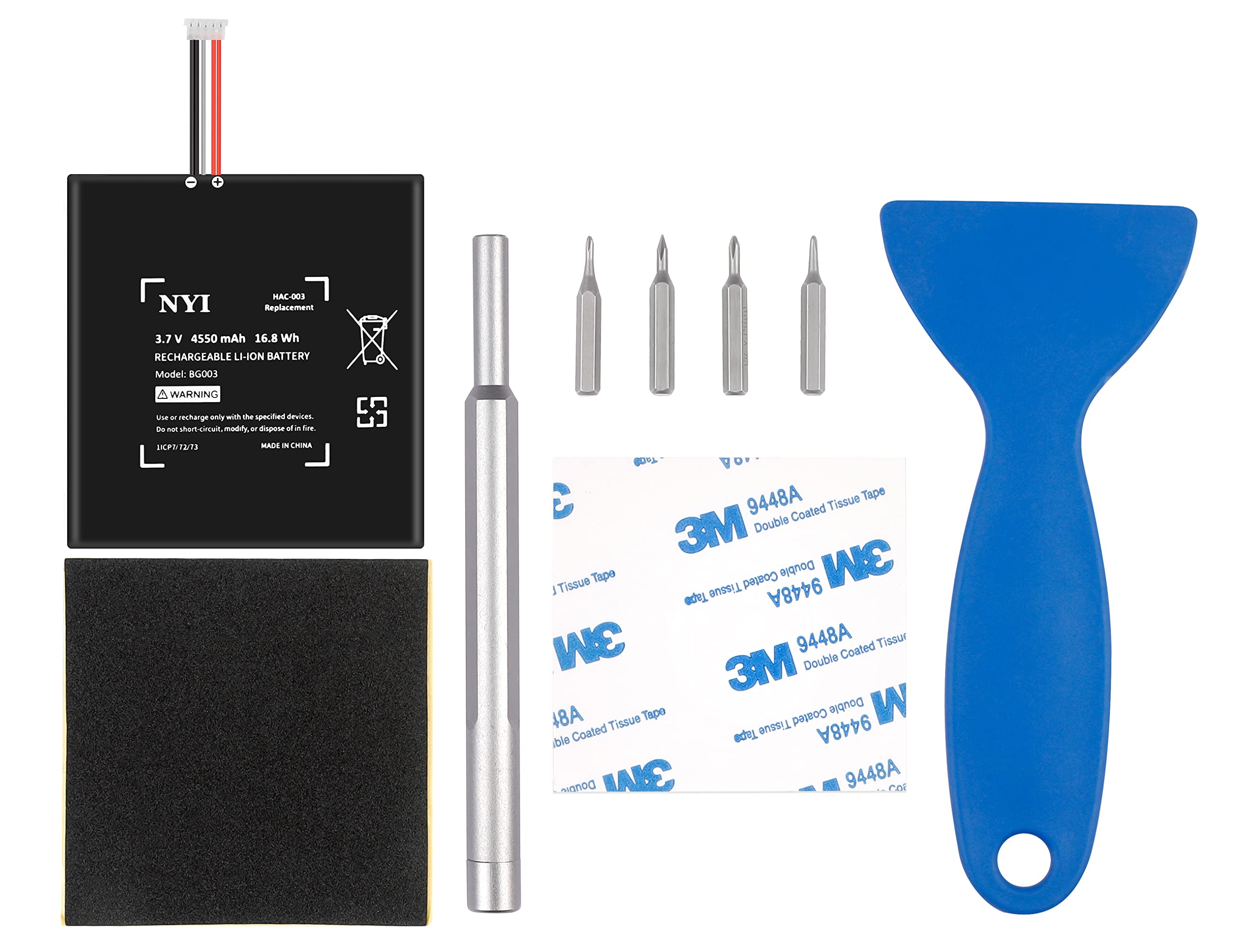 NYI 4550mAh HAC-003 battery for Nintendo Switch extends playtime with a compact form factor.