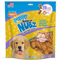 Nylabone Nubz turkey and sweet potato puppy treat, ideal training rewards.