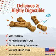 Nylabone Nubz Wild bison flavor close-up highlights natural ingredients.