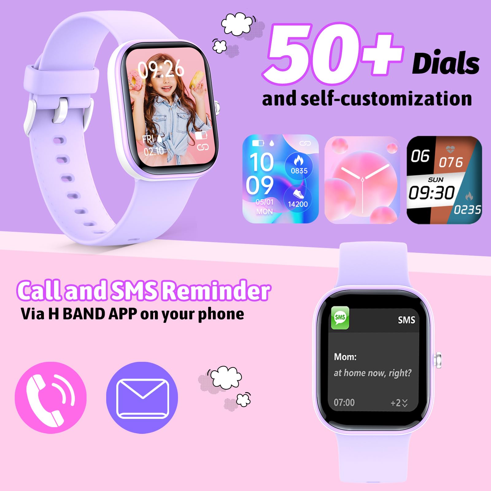 Nyonio Smart Kids Watch 1.5-inch DIY dial and wallpaper customization