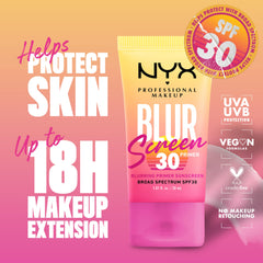 Texture close-up of NYX Blurscreen Primer showing blur and grip benefits.