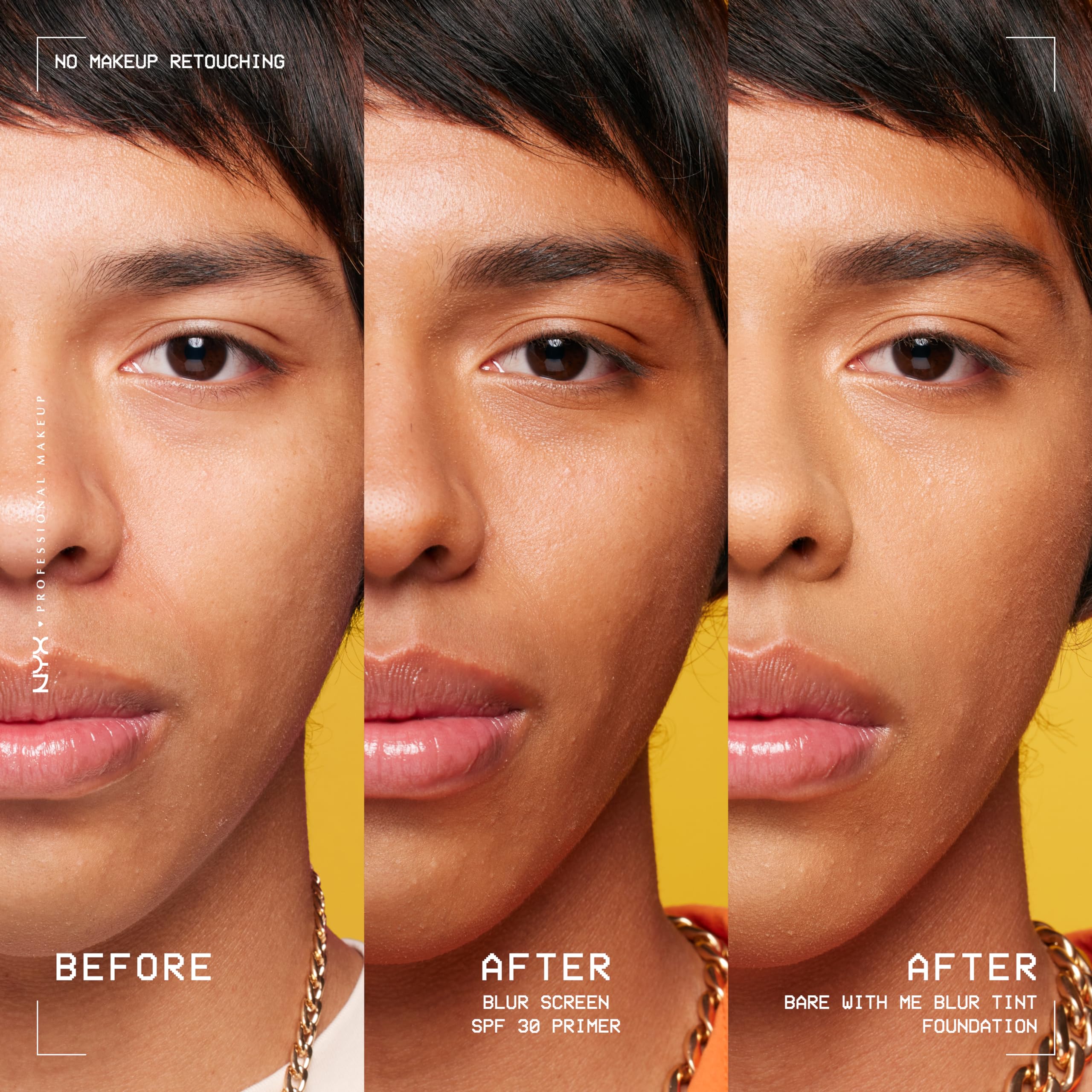 NYX Blurscreen Primer SPF 30 swatch highlights sun protection without white cast.
