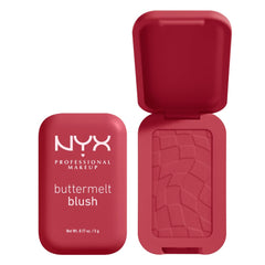 NYX Buttermelt blush packaging close-up showing compact design for travel-ready application
