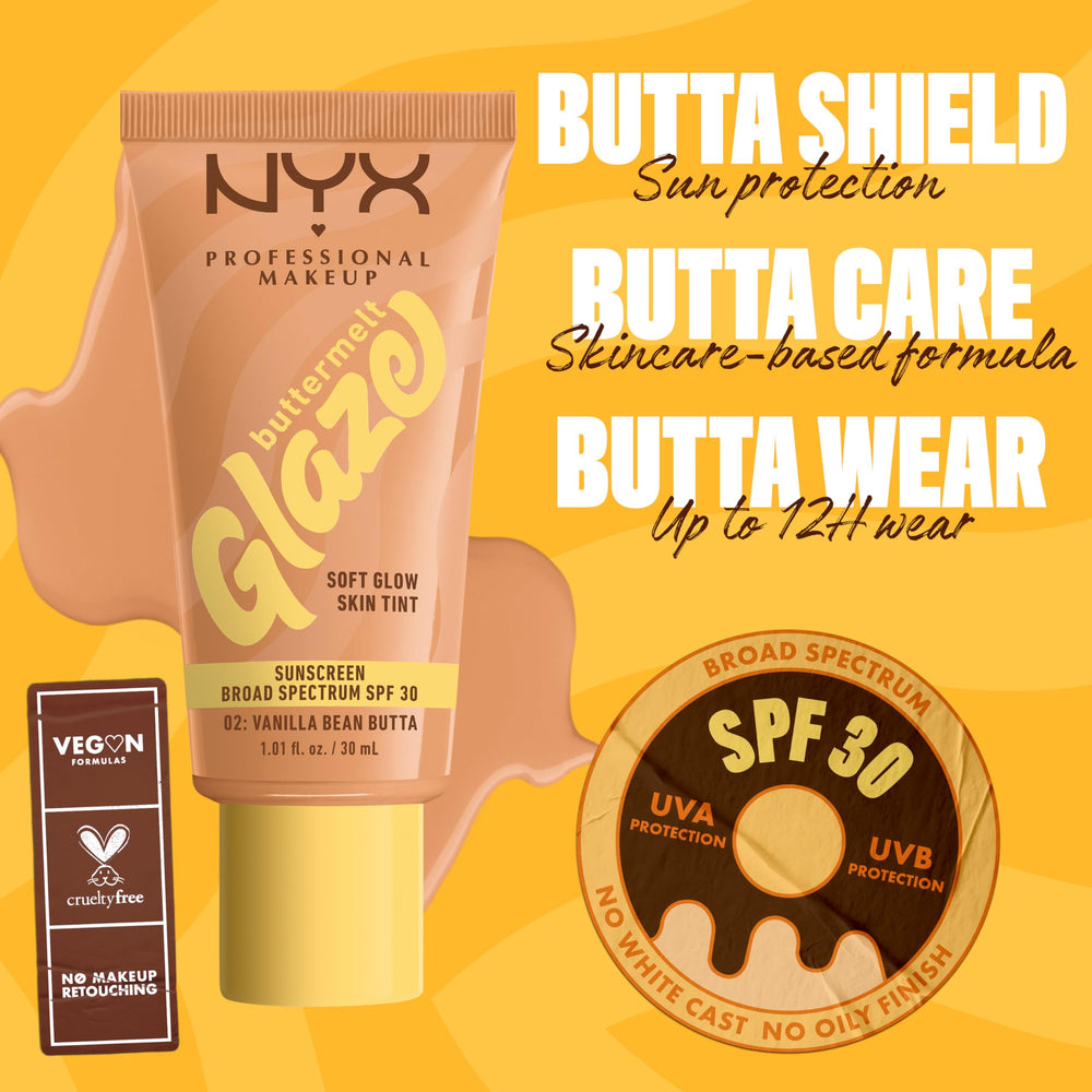 NYX Buttermelt Glaze glow finish emphasizes glazed donut complexion