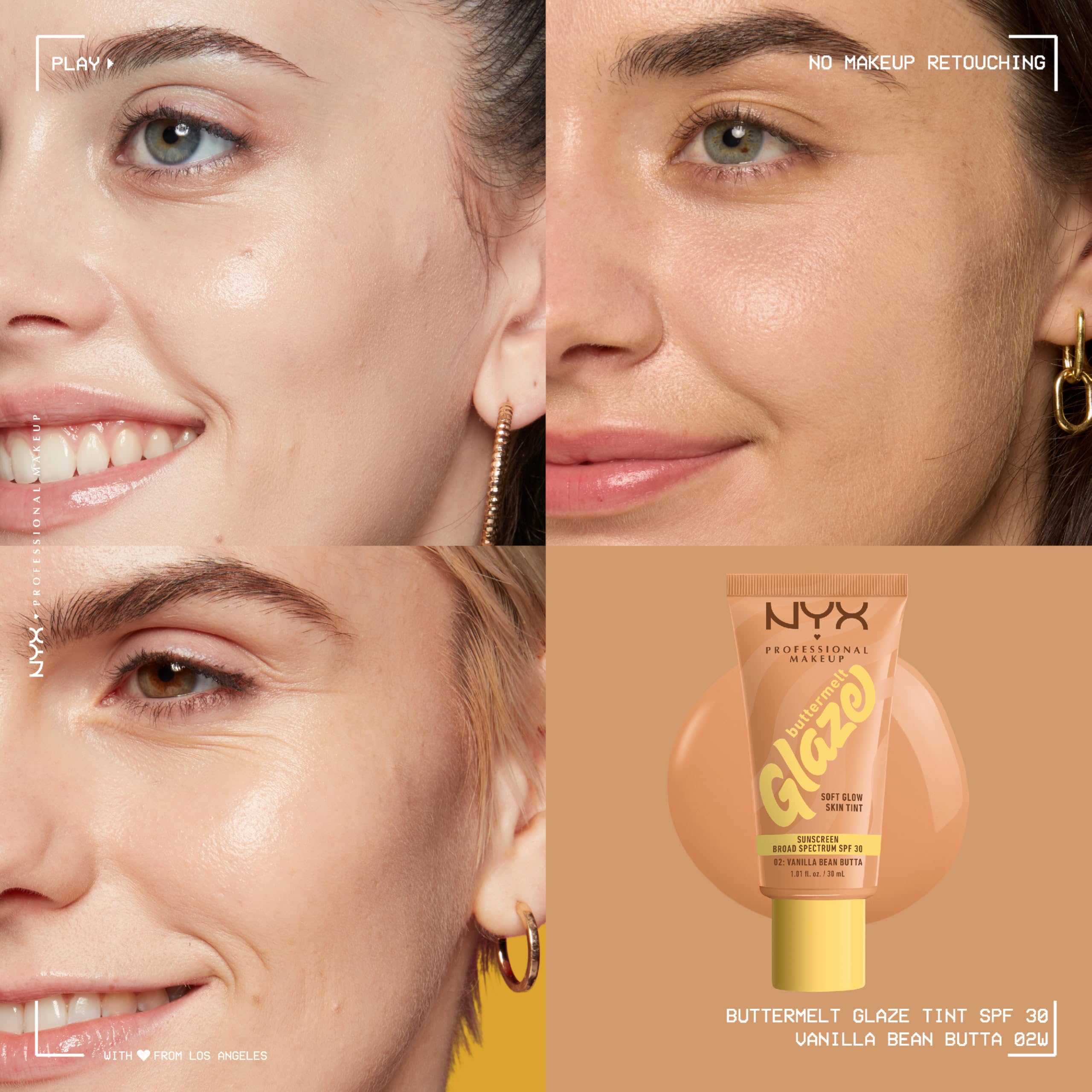 NYX Buttermelt Glaze SPF 30 application shot shows sun protection while glowing