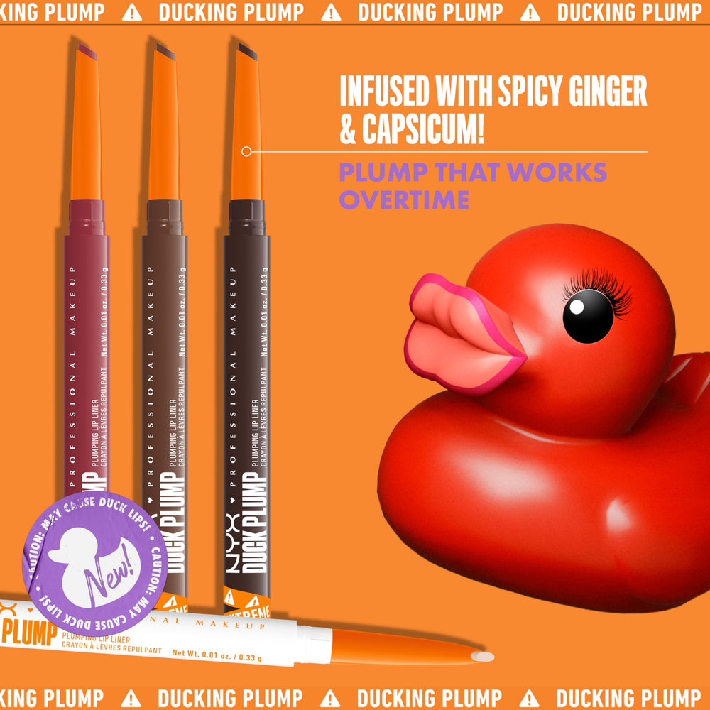 Nyx Duck Plump Lip Liner precision-application demonstrated on lips.