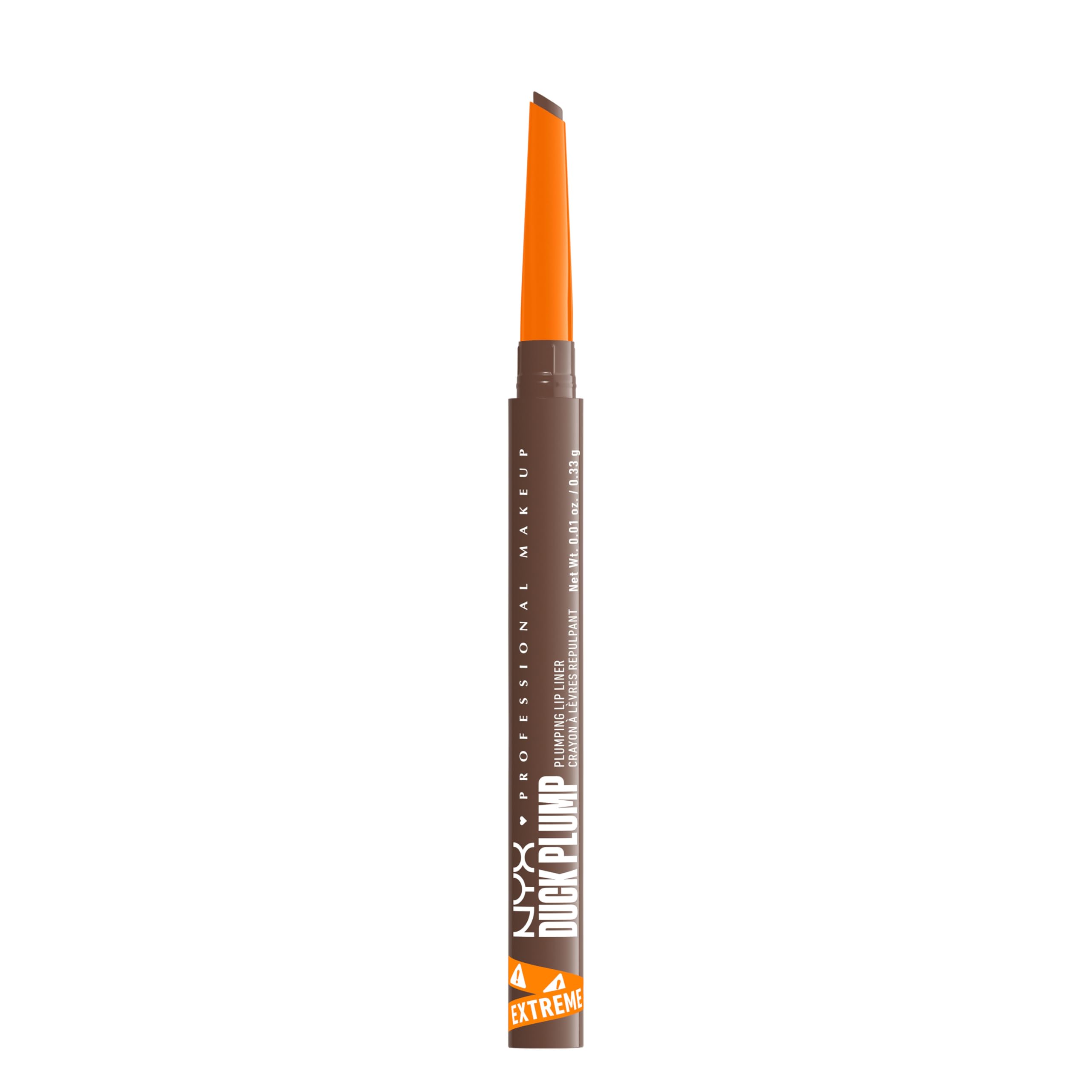 Nyx Duck Plump Lip Liner touch-up taupe swatch defines lips with precision.