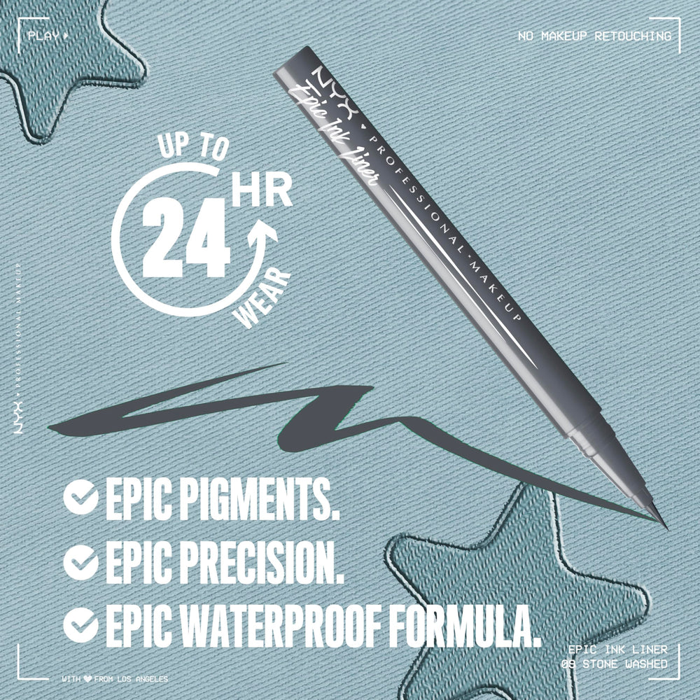 NYX Epic Ink Liner Grey shade swatch for smooth, saturated color.
