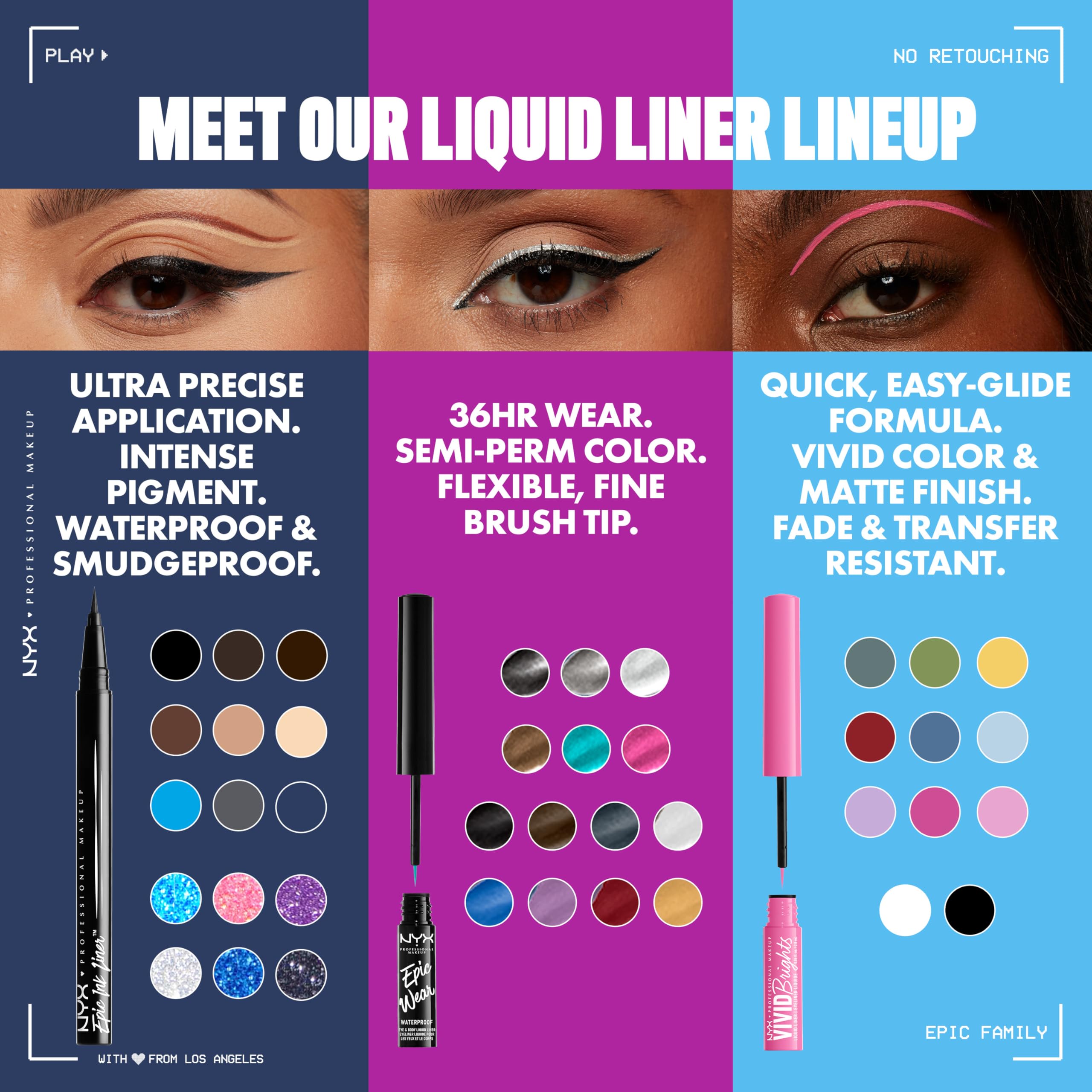 NYX Epic Ink Liner navy application for quick, effortless eyeliner
