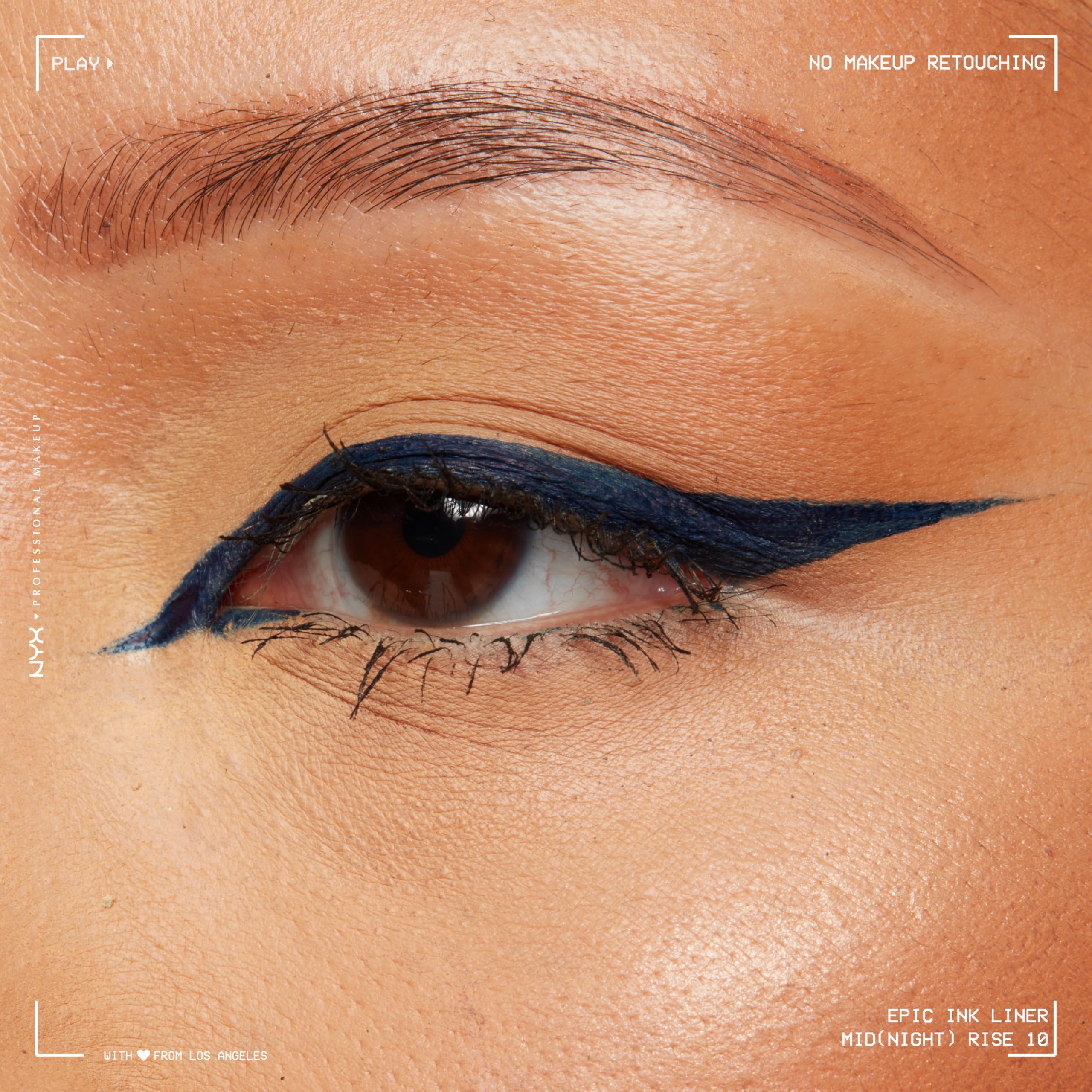 NYX Epic Ink Liner navy cat-eye close-up for dramatic definition