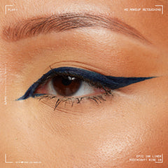 NYX Epic Ink Liner navy cat-eye close-up for dramatic definition