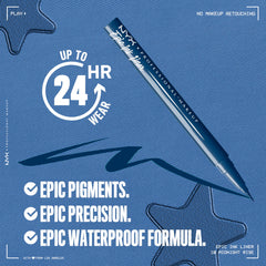 NYX Epic Ink Liner navy swatch shows rich matte pigment for bold lids