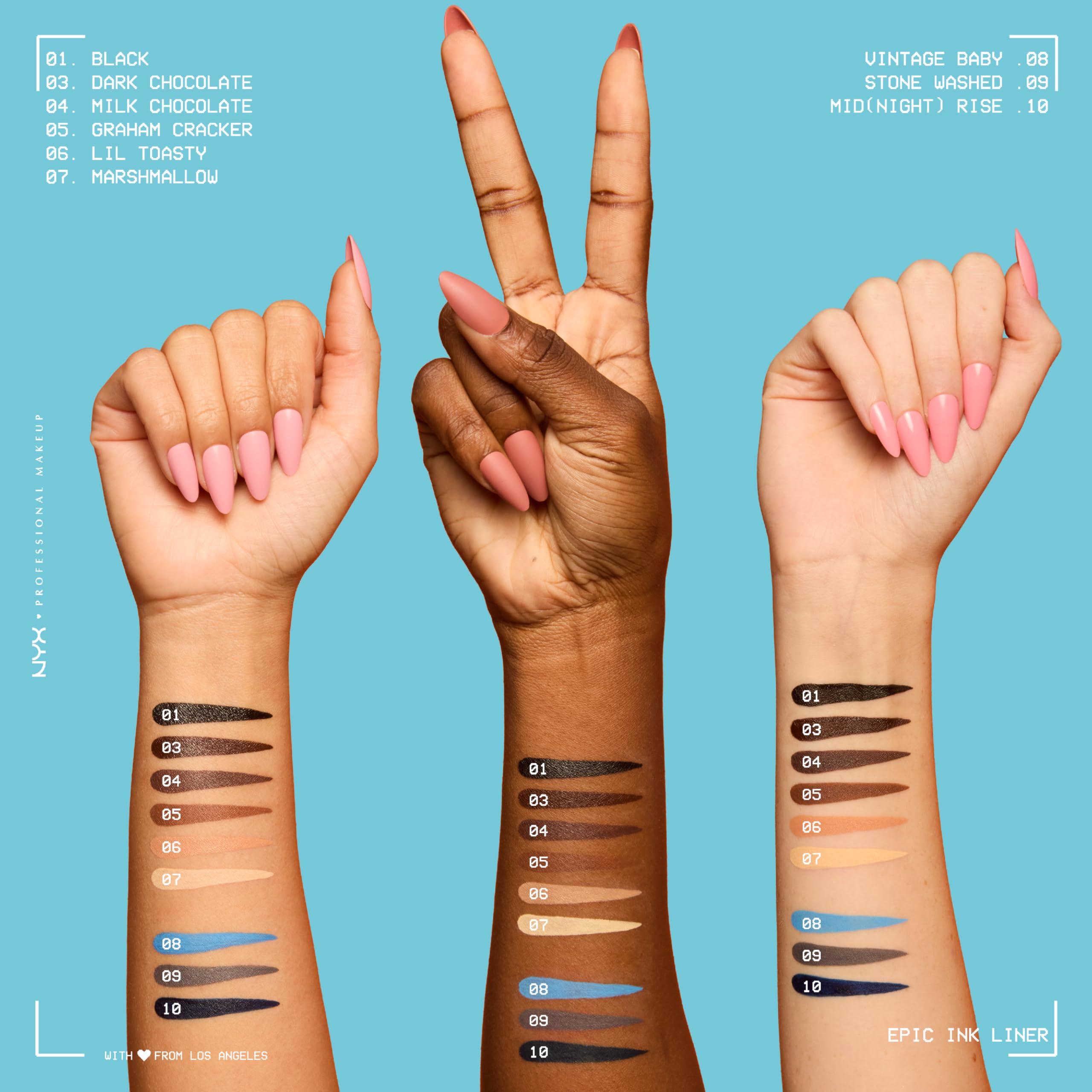 NYX Epic Ink Liner navy waterproof formula withstands humidity and rain