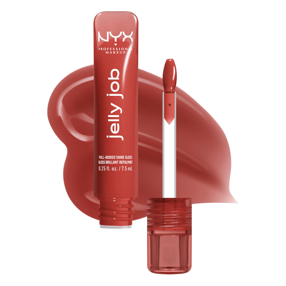 NYX Jelly Job Lip Gloss 16-shades display offers versatile color options.